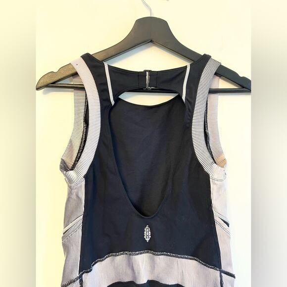 Free People Hardio Cardio Shortsie Romper black ribbed summer workout yoga gym M - Picture 6 of 10